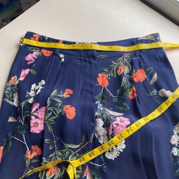 PARKER Pants Woman 2 Malolo Navy Daphne Joggers Silk Floral Mid Rise Pockets - Picture 12 of 16